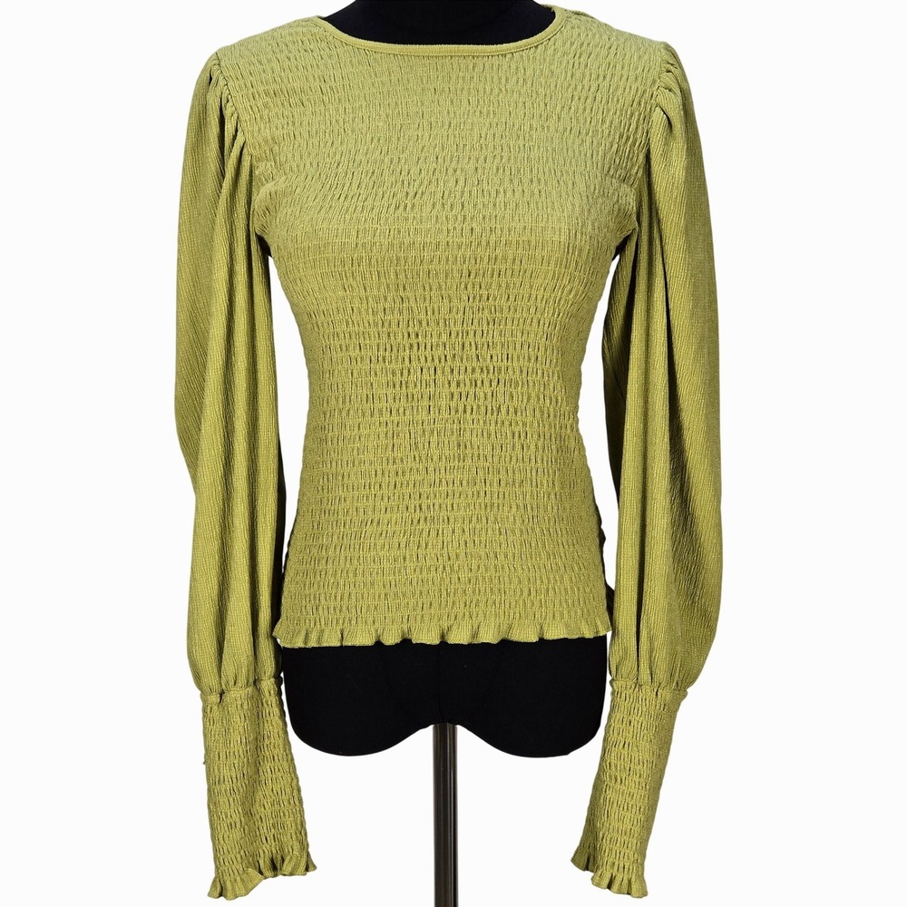 Women's Anthropologie Small Smocked Puff Sleeve Textured Top‎ Peasant Fairy